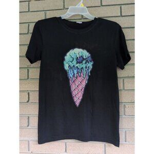 Melting Ice Cream - Cool Funny Black T-Shirt Size: Small